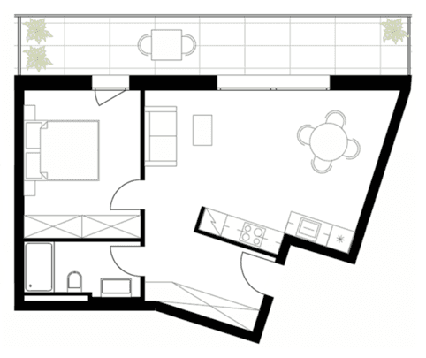 Plan de l'appartement — lot 2.2 (2,5p, 2ème)