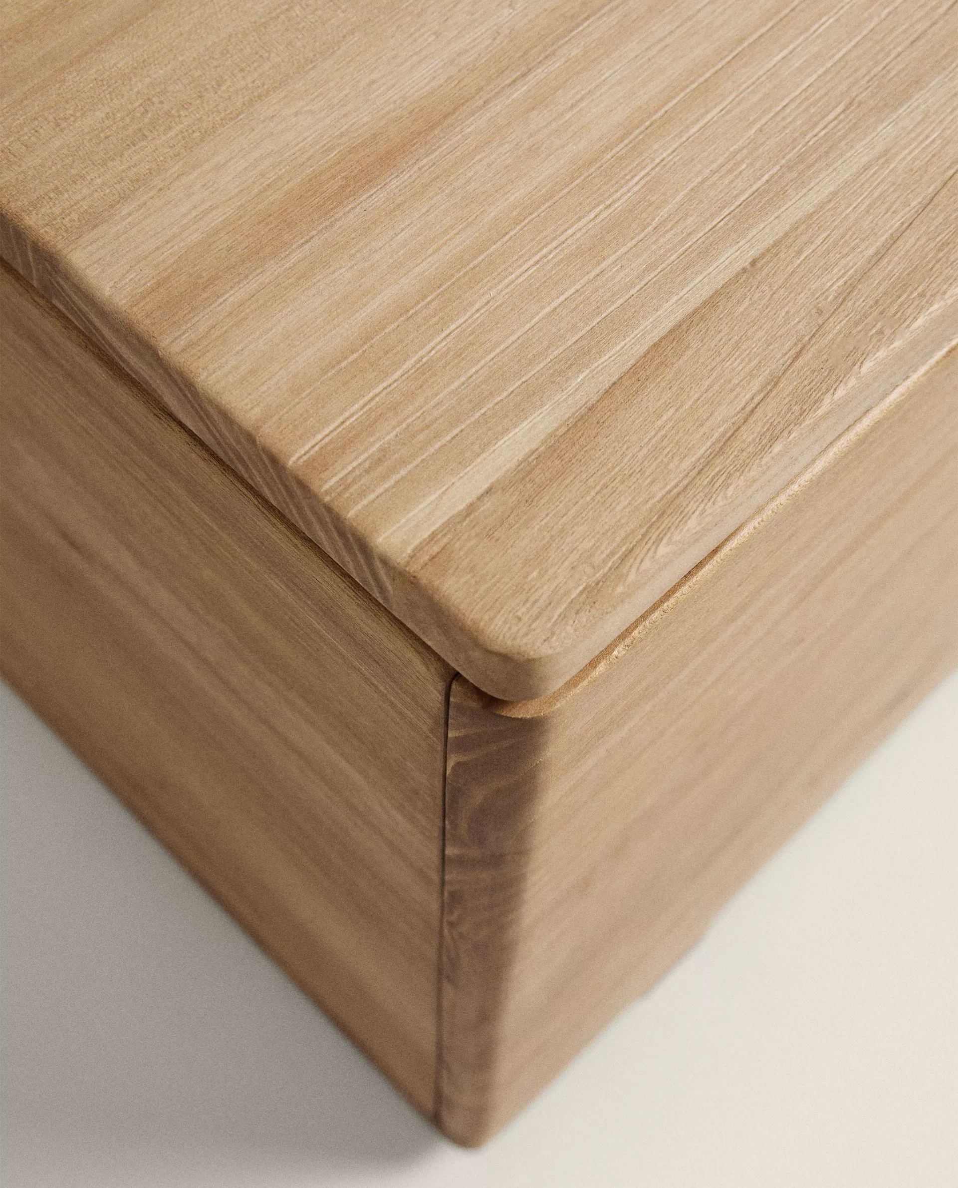 Close up of a Minimalist stylish storage bench make of wood