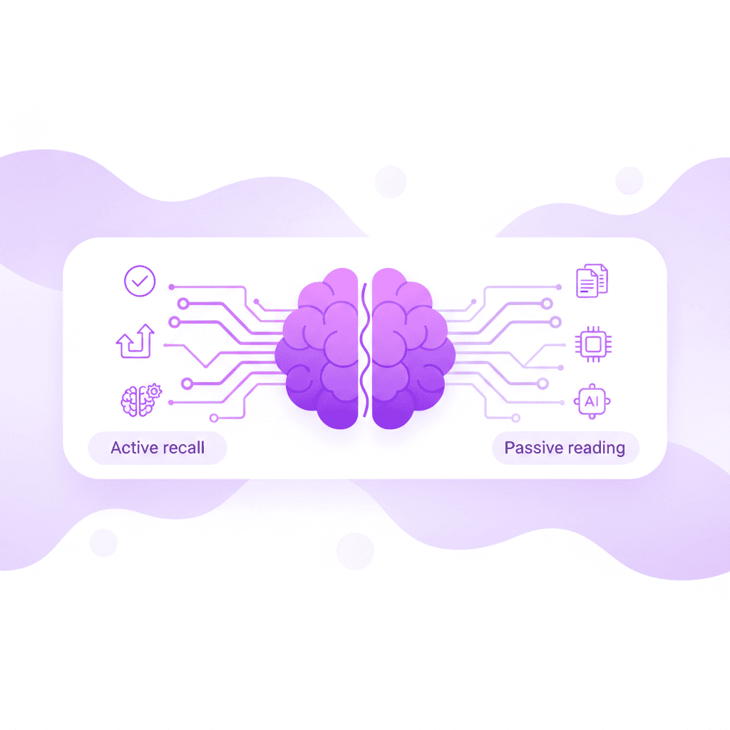 Active recall strengthens neural pathways compared to passive reading