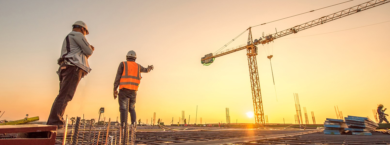 Construction site during sunset