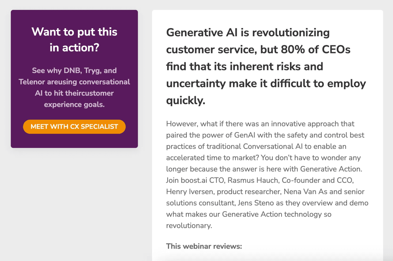 Boost.ai Marketing Spotlight: Webinars call-to-action