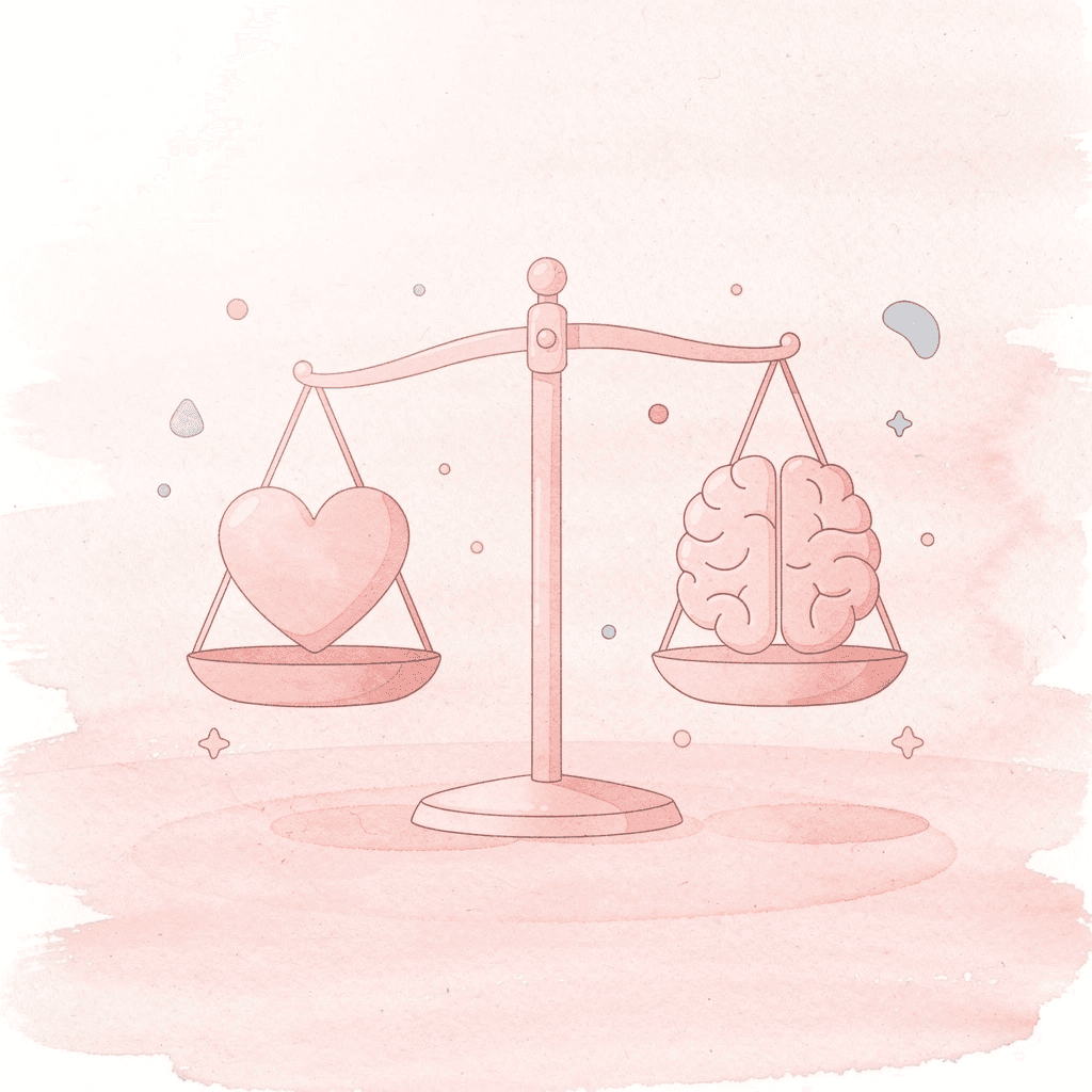 Balance scale comparing test scores with overall application strength