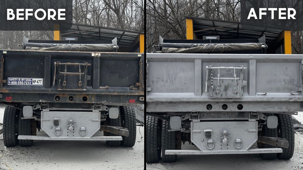 Rochester Sandblasting Dump Truck Bed, Rochester Sandblasting, RMS, Rochester Mobile Sandblasting & Painting 
