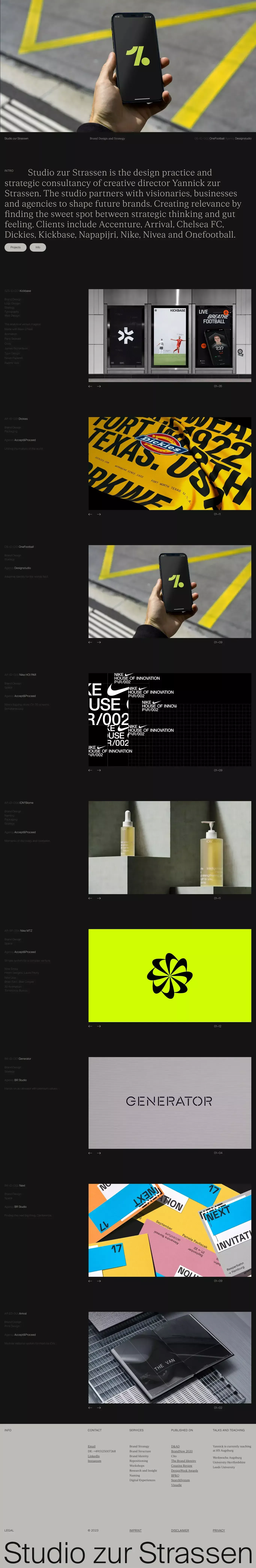 Studio zur&nbsp;Strassen – Brand&nbsp;Design and&nbsp;S portfolio page screenshot showcasing Design and Tech design