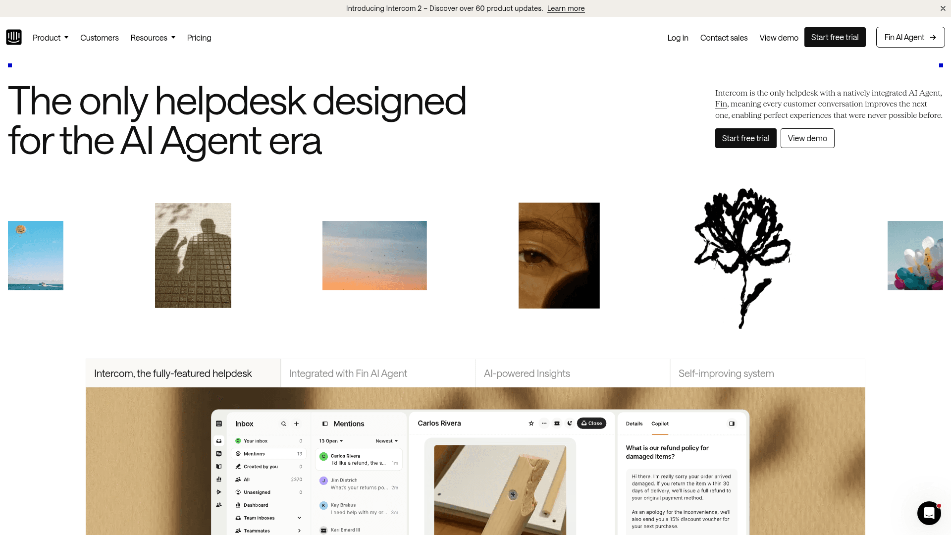 Screenshot of https://www.intercom.com