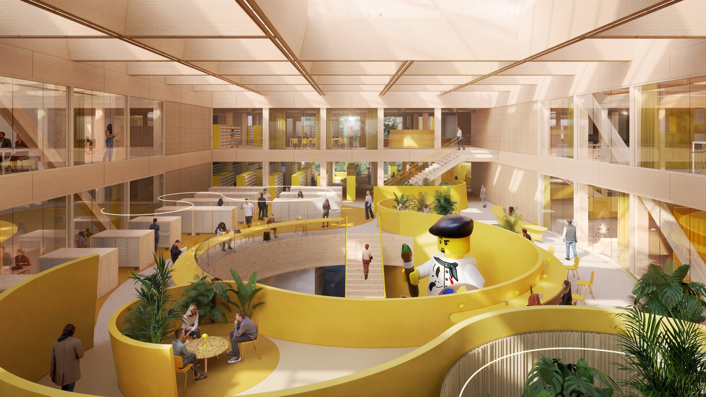 레고 사옥의 내부를 연결하는 계단실 공간 모습