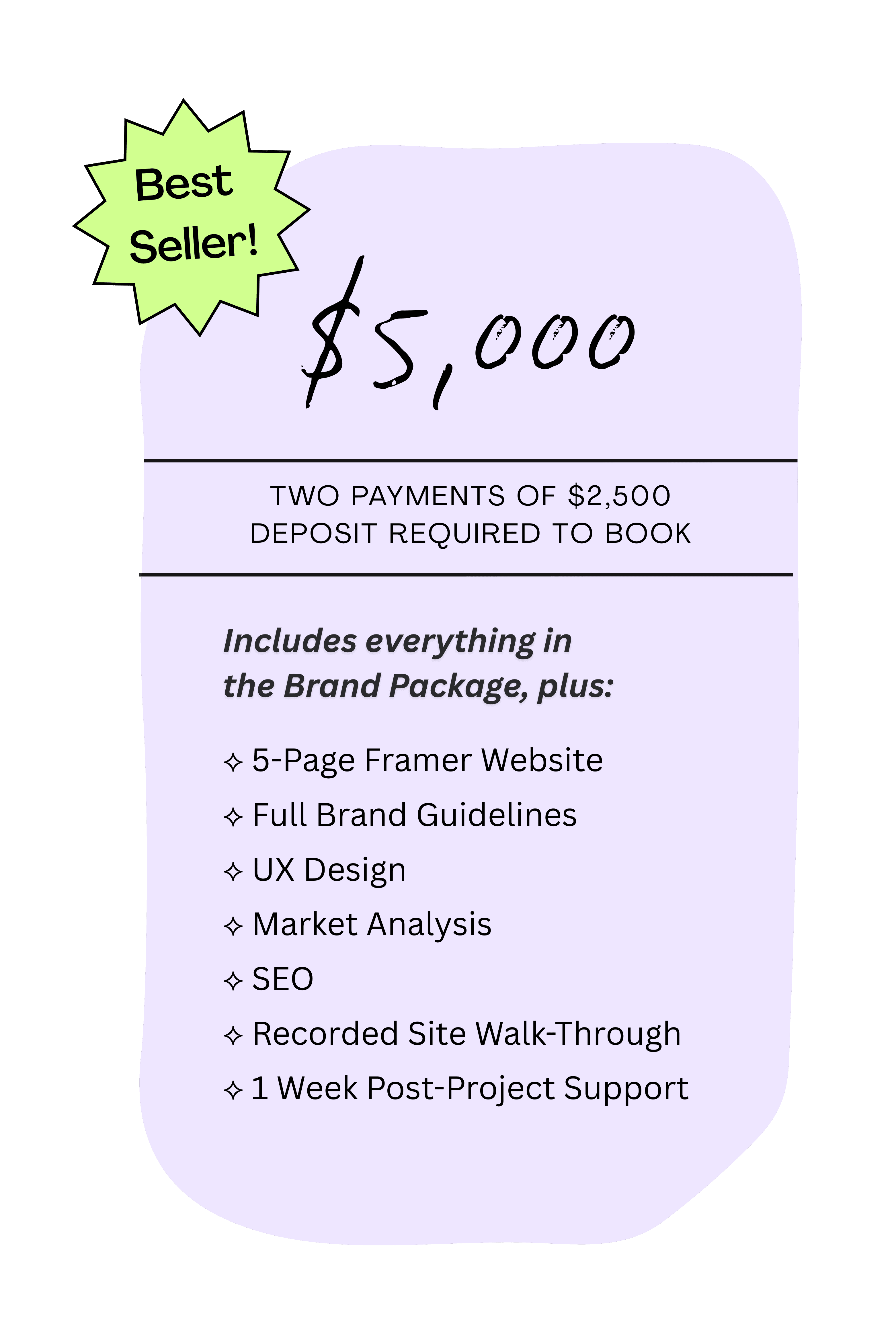 Pricing for brand and web design package