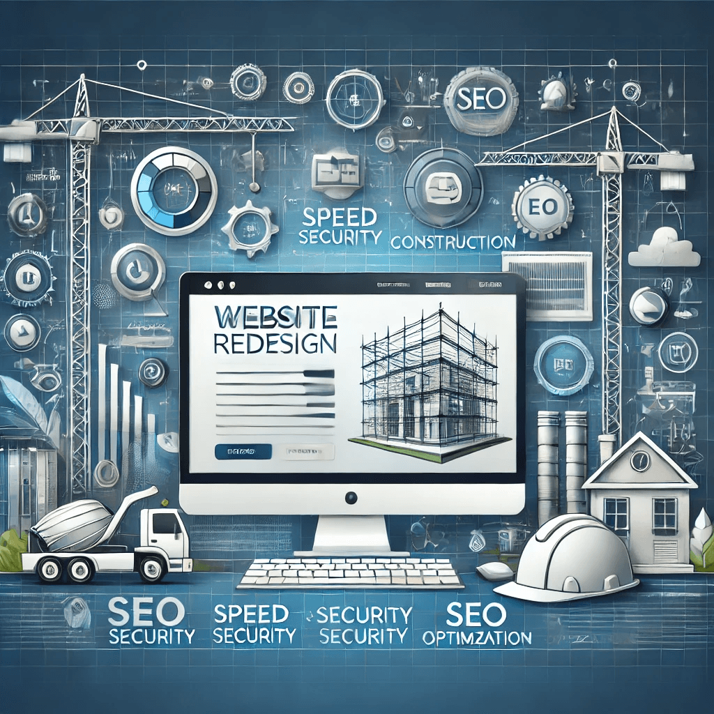 Illustration d’une refonte de site web pour une entreprise BTP, mettant en avant les aspects digitaux et de terrain.