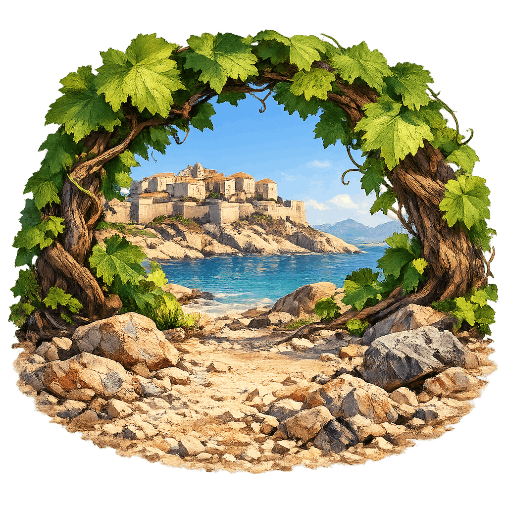 Detailed graphic of the Calvi wine region.