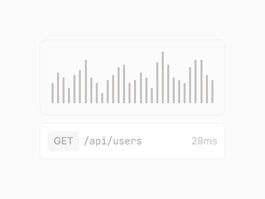 Graph showing API request performance: GET /api/users took 28ms
