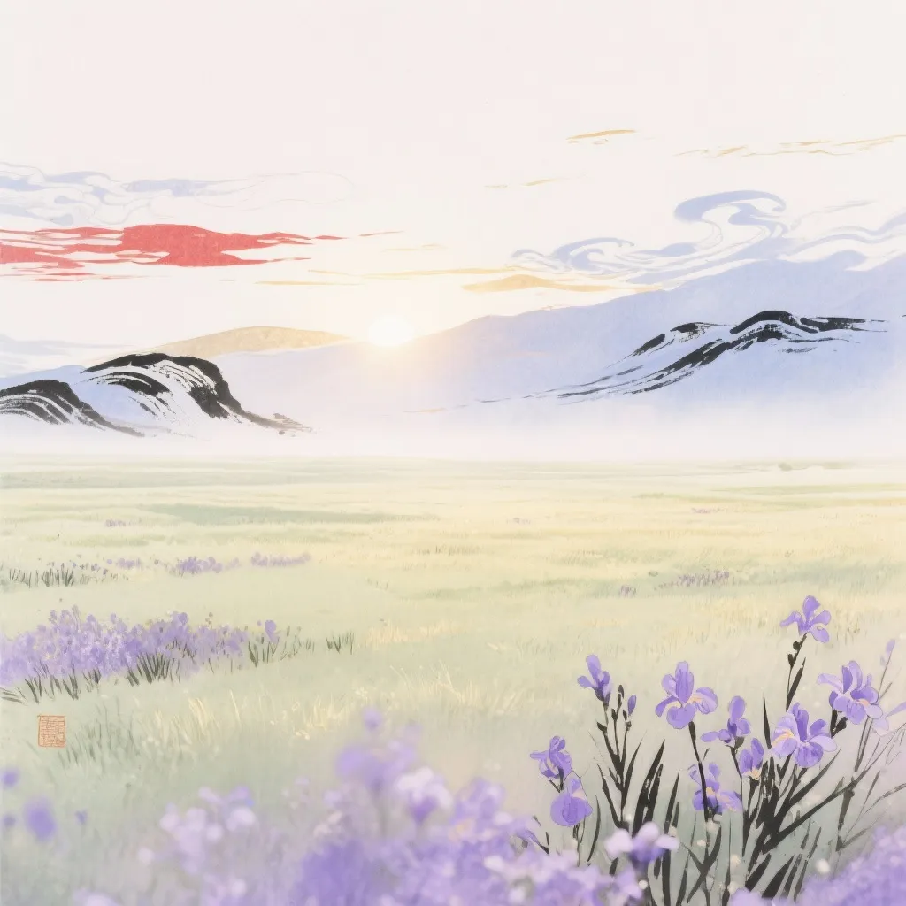 japanese art block painting of mountains