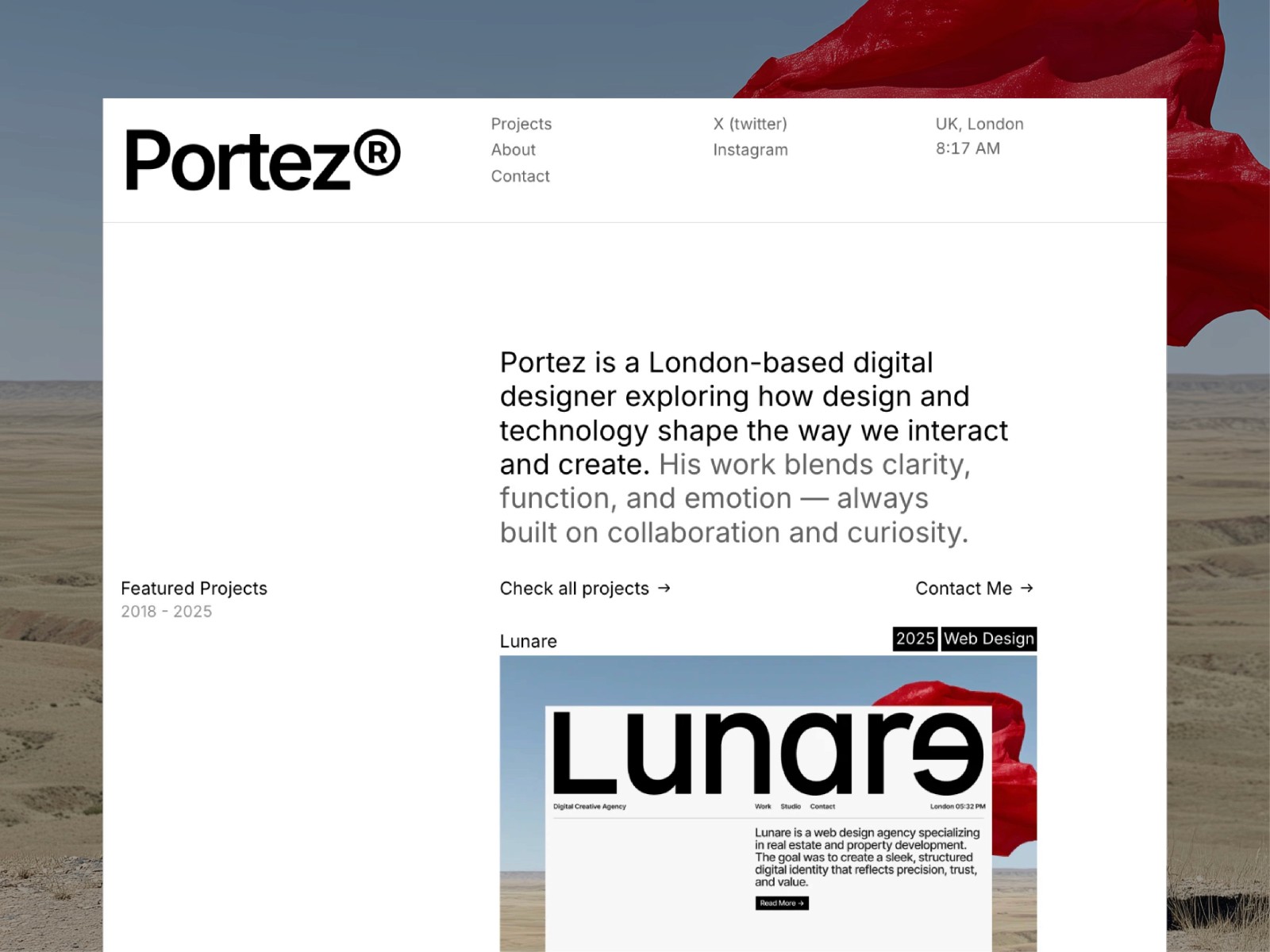 Portez — 黑白极简现代作品集网站设计灵感