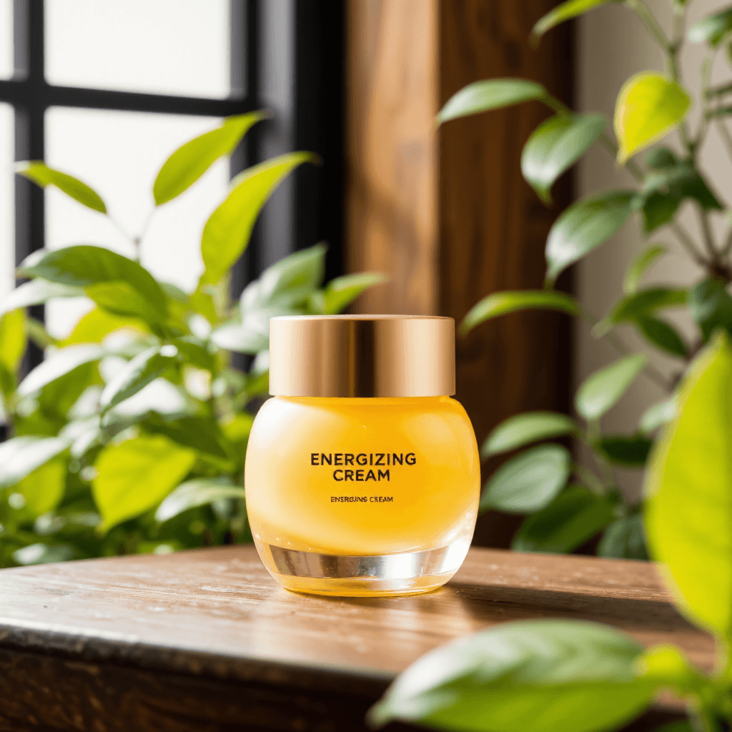 product photography of a jar of energizing cream for skincare