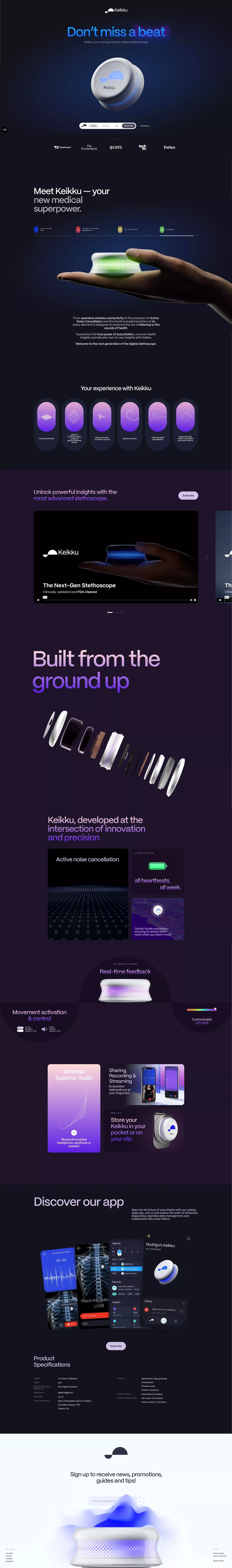 Keikku landing page screenshot showcasing Health & Fitness and Medical design