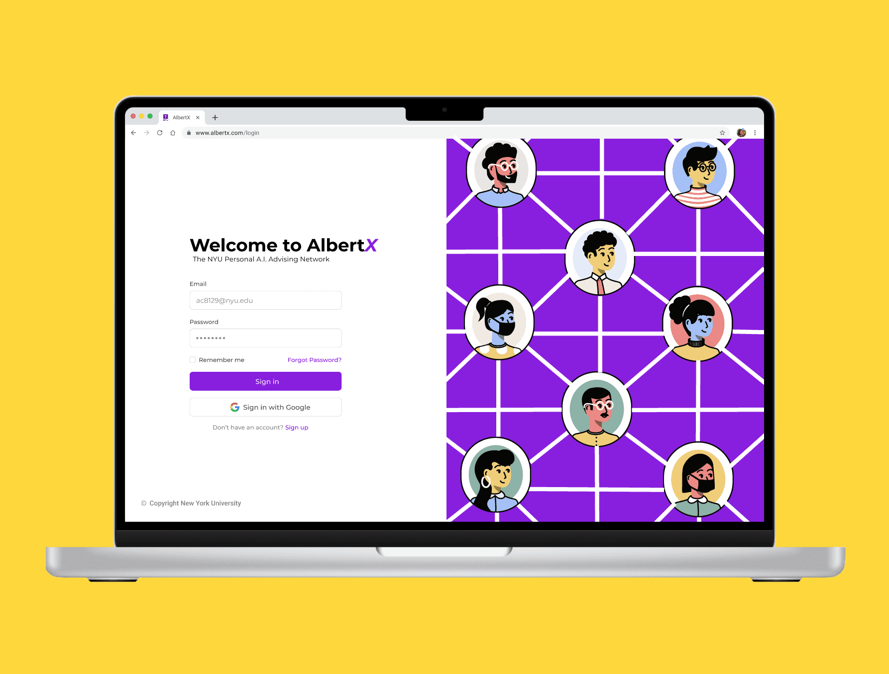 AlbertX Log in Page