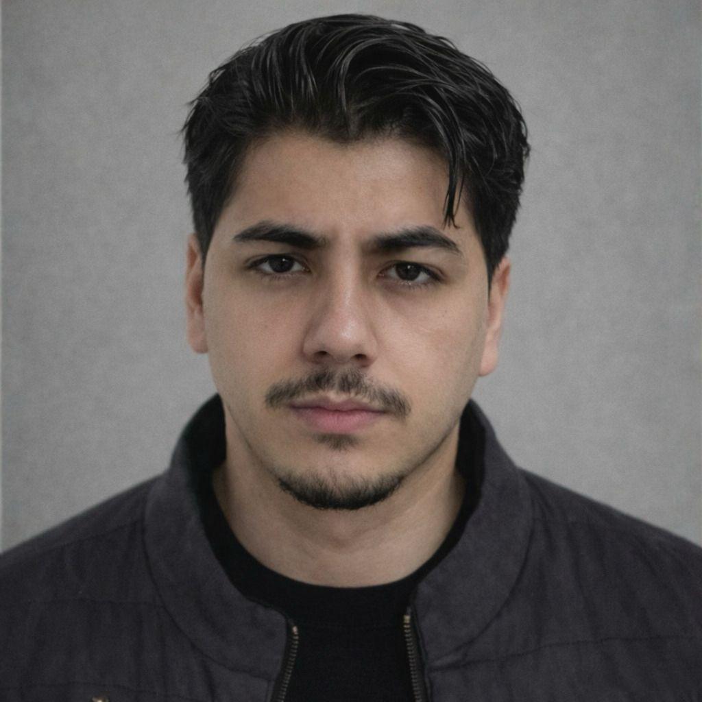 A young man wearing a grey jacket with decent hair model looking at the camera