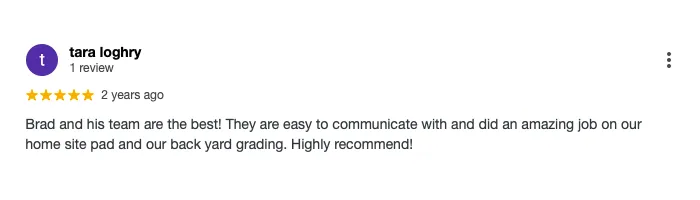 Google review 2 for BC Team land development