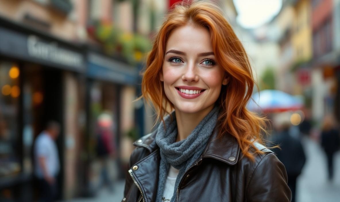Woman smiling in the streets
