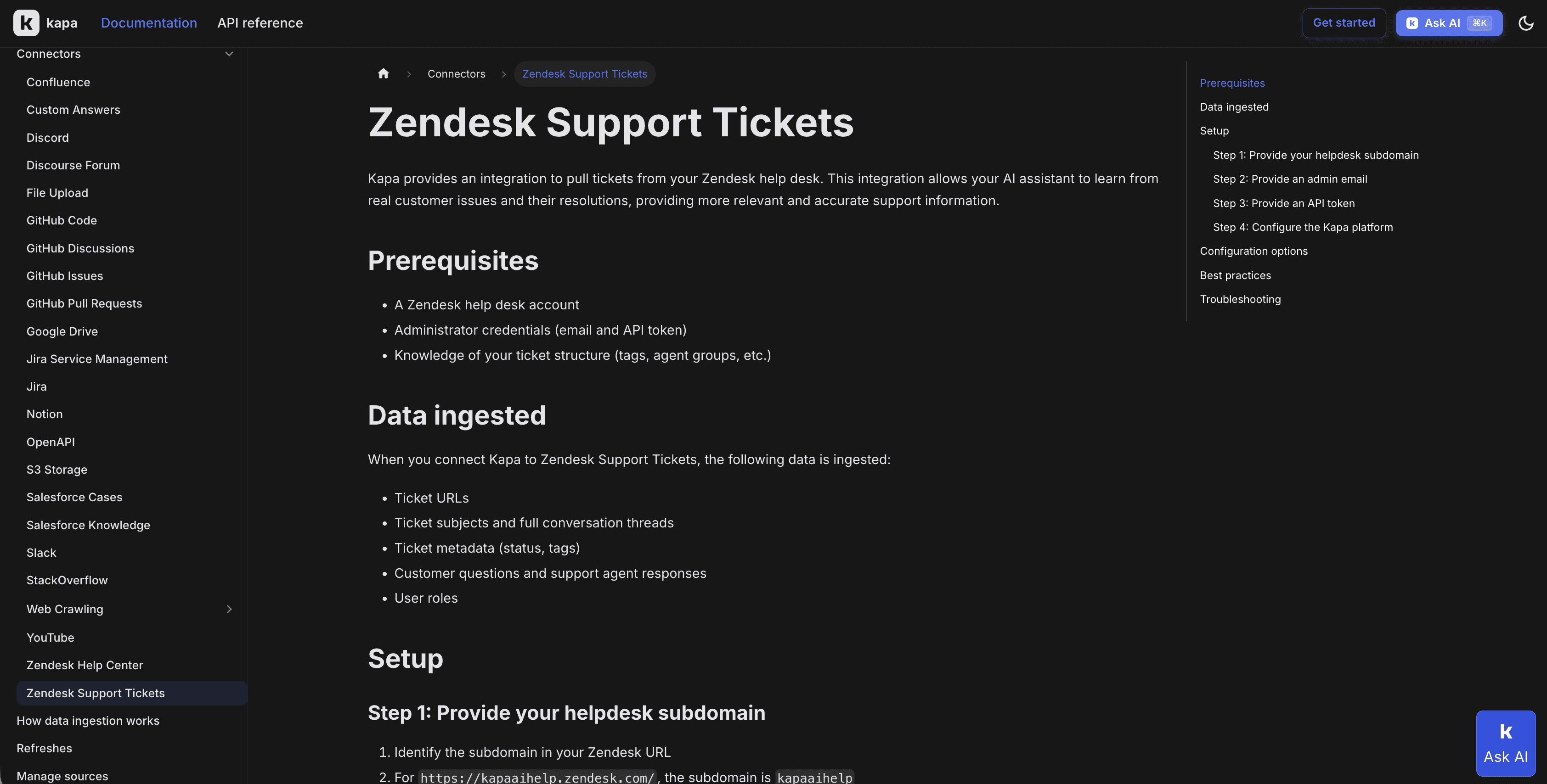 kapa.ai supports tickets as a source