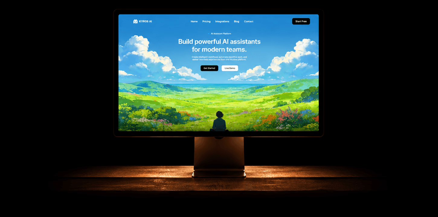 Featured Framer website template preview displayed on a desktop monitor in a studio setup