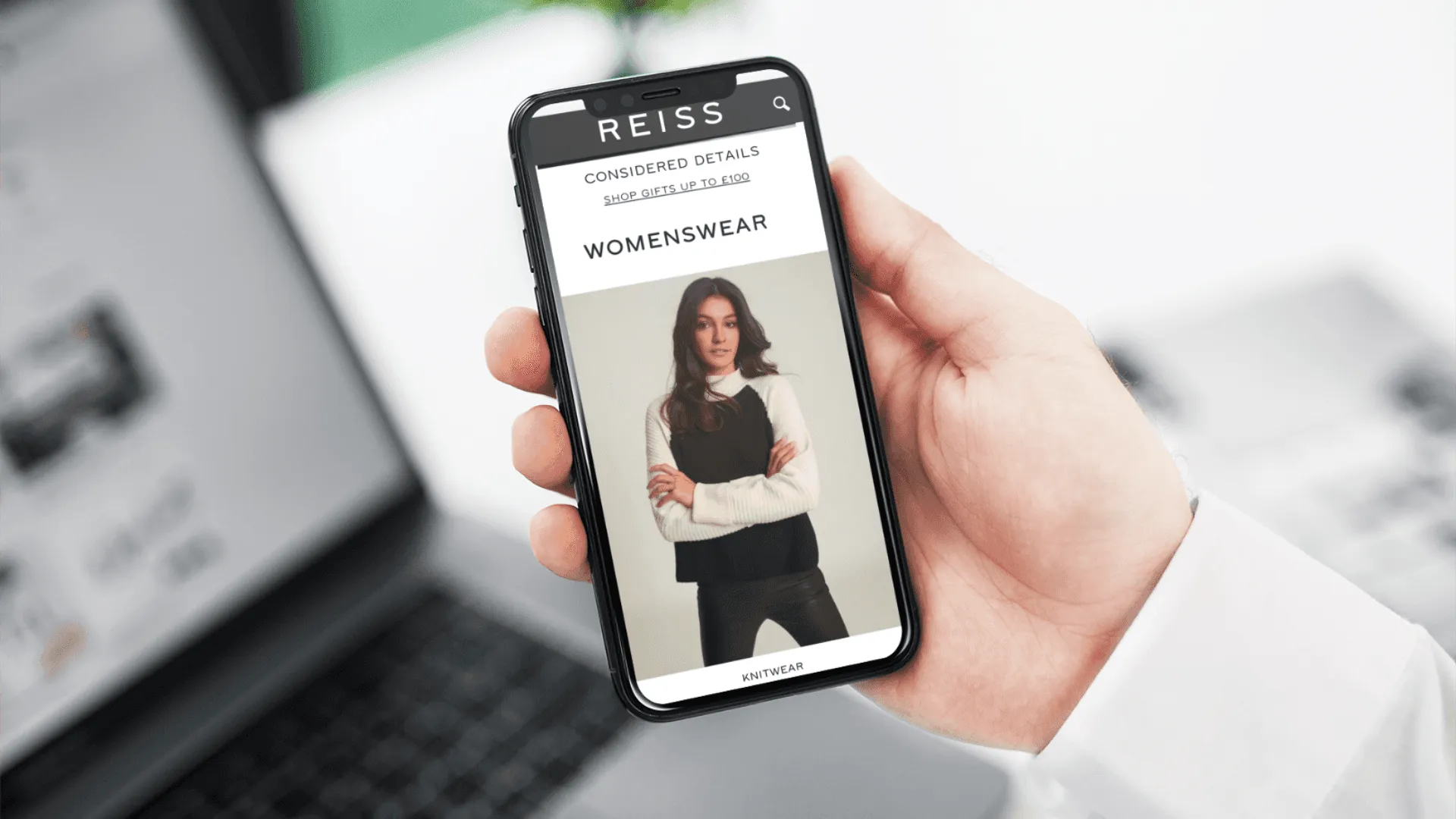 REISS's webiste on a mobile phone