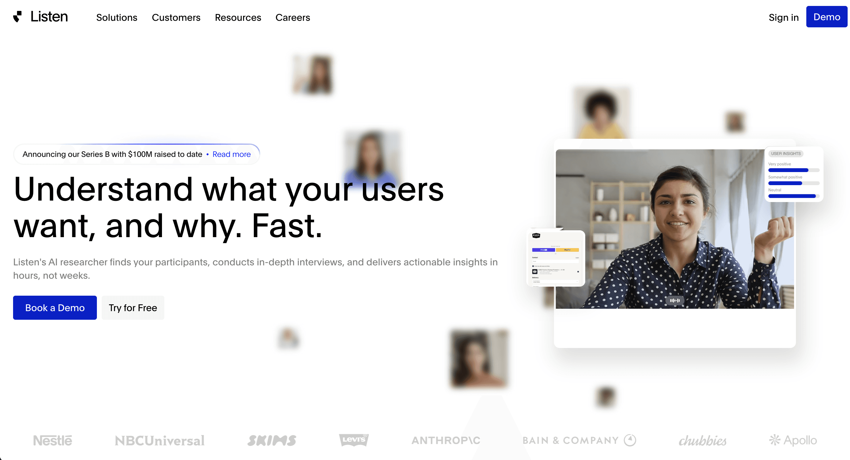 ListenLabs AI Moderator for User Interviews and Qualitative Research Dashboard