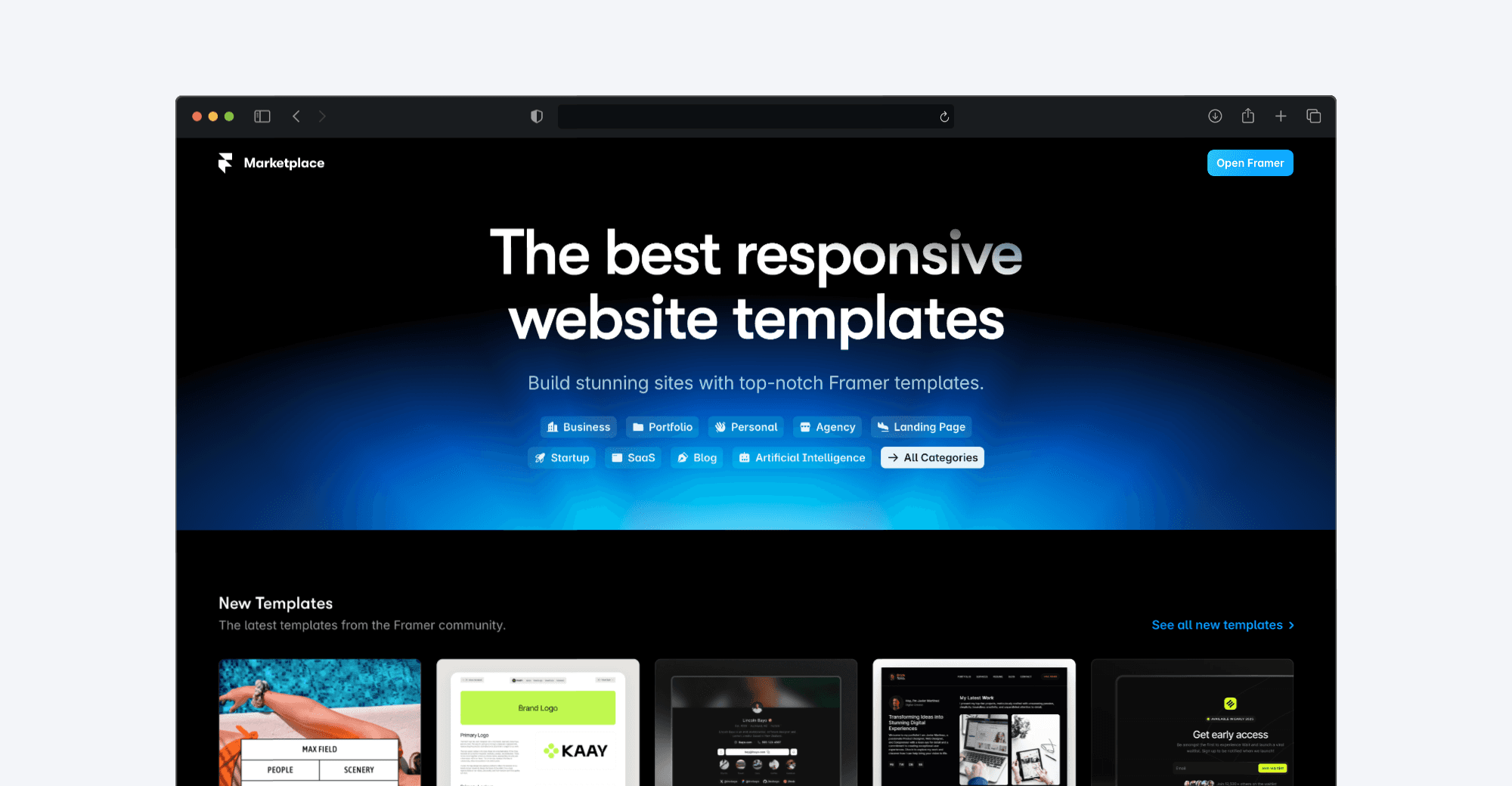 Framer's templates marketplace