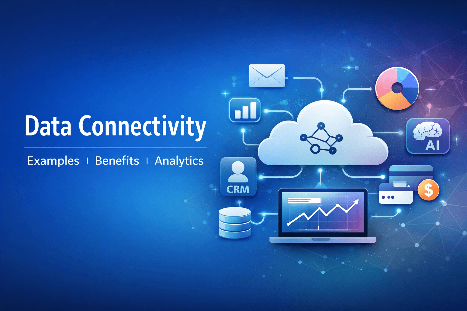 Sleek dark-themed illustration showing data analytics dashboards, abstract charts, and decision-making visuals representing the types of analytics framework.