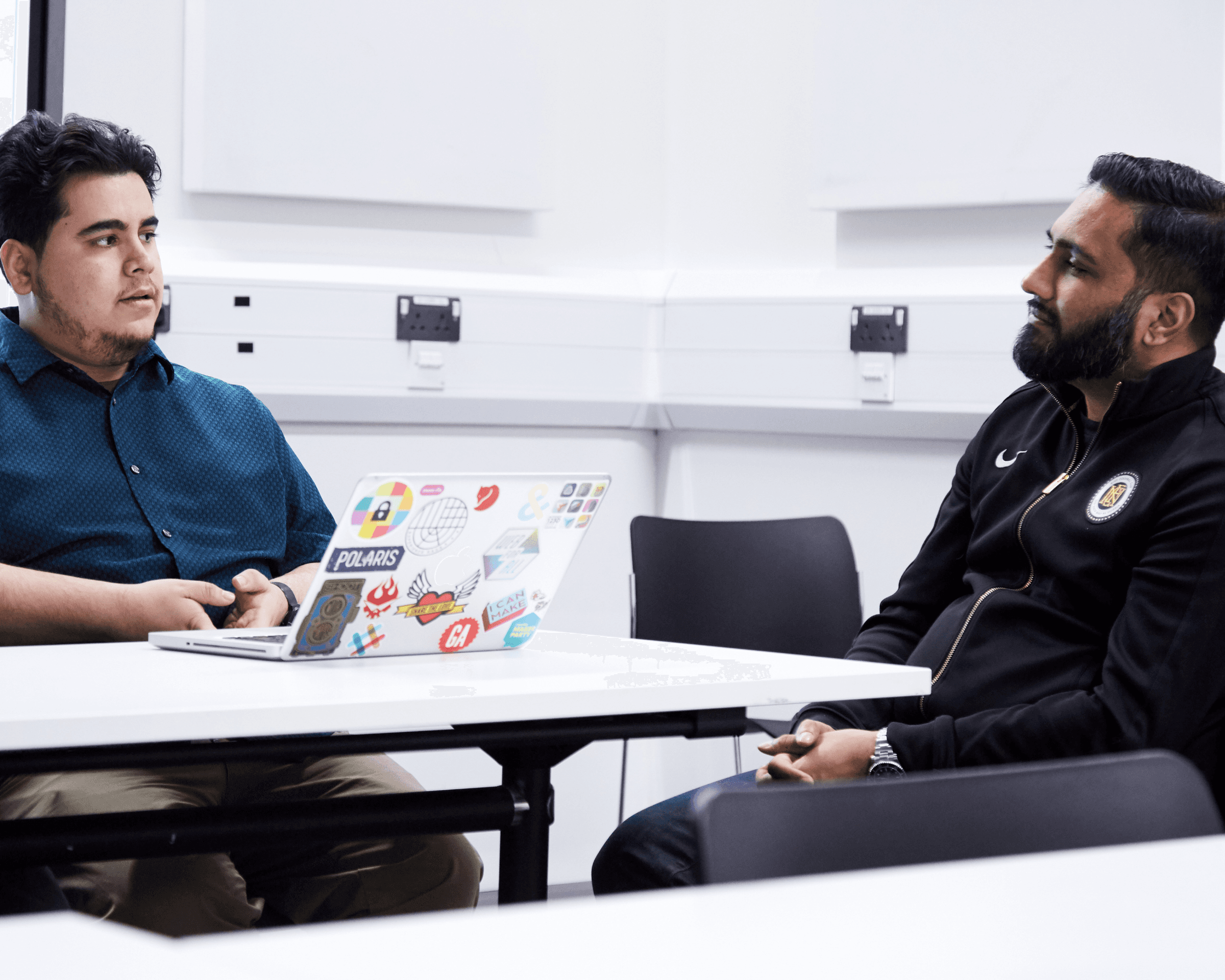 Photo of me interviewing someone.