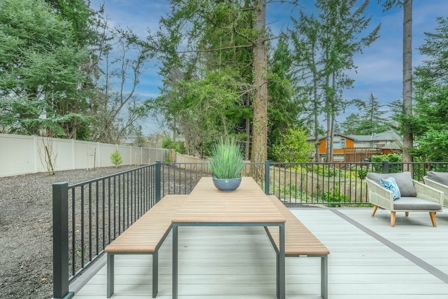 Planned deck seating and outdoor design details