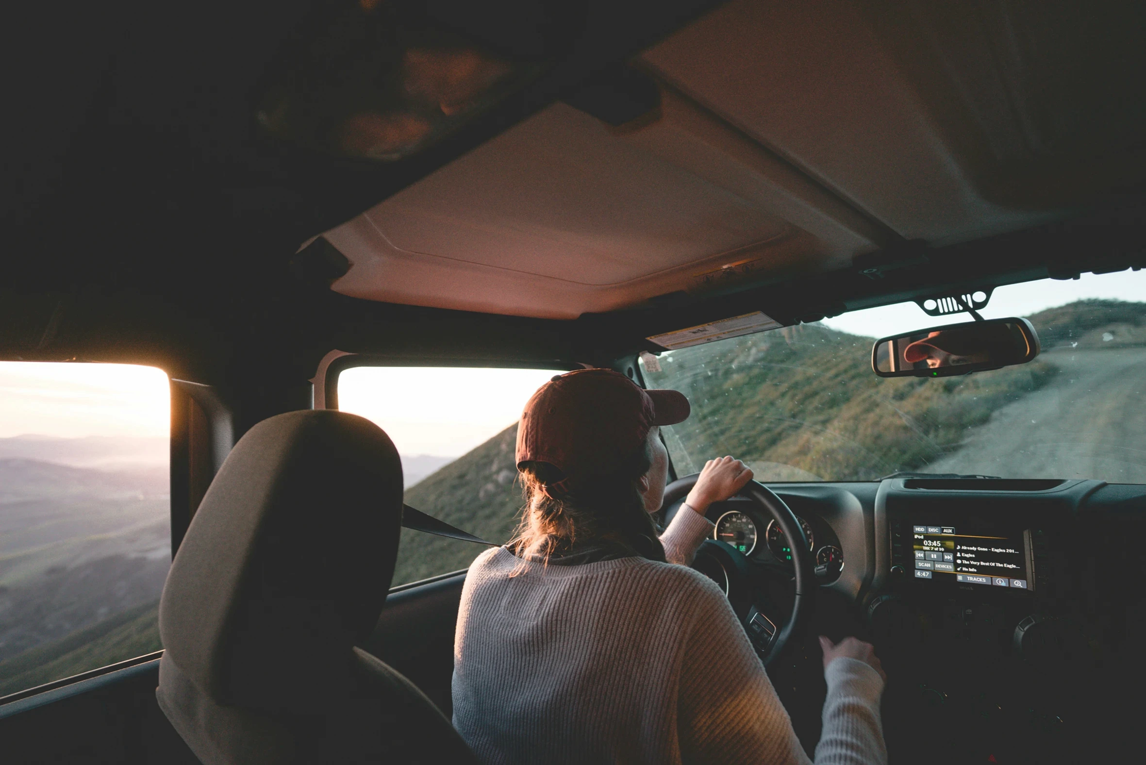 A woman driving a car 
