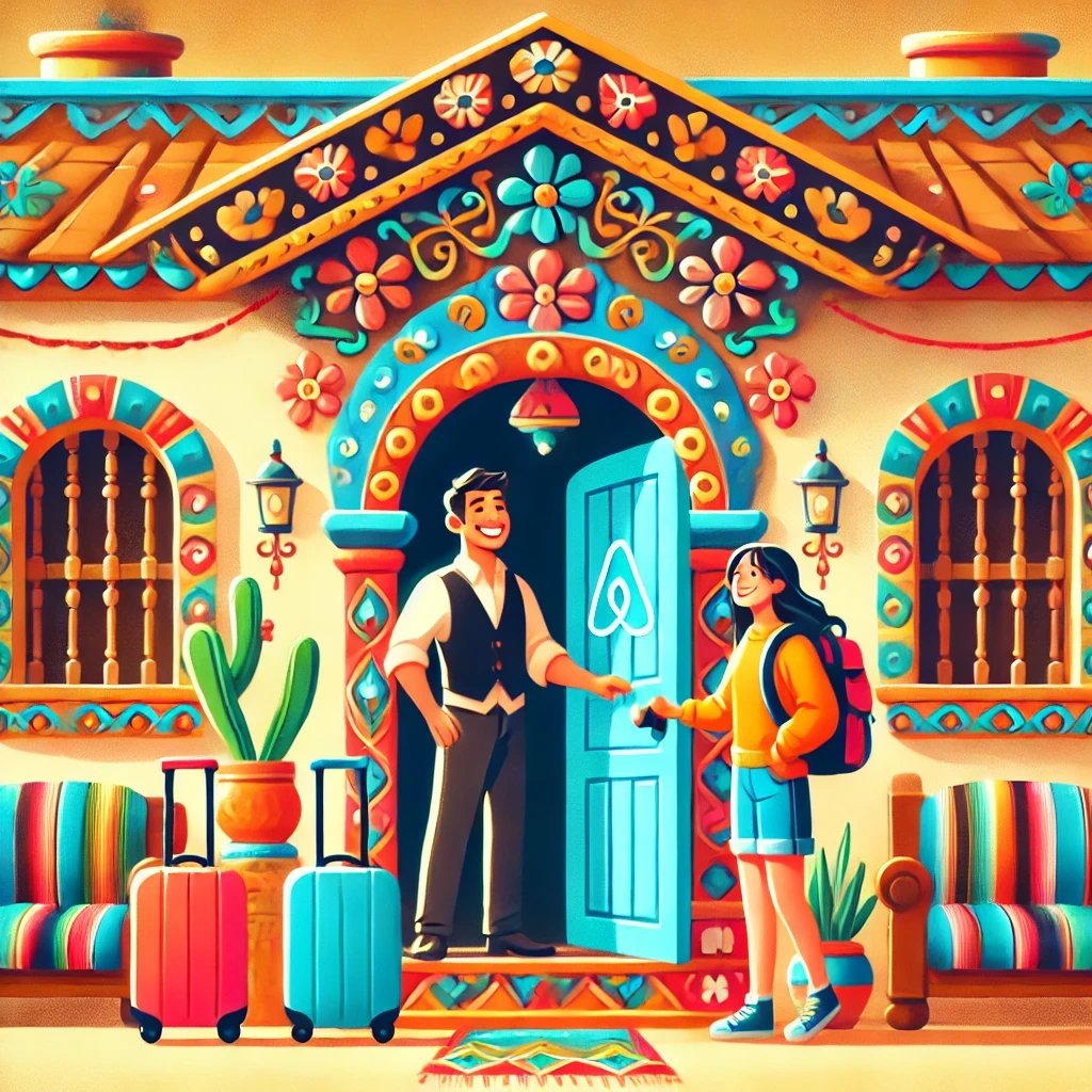  Ilustración de una casa mexicana tradicional y acogedora con colores vibrantes y decoración típica