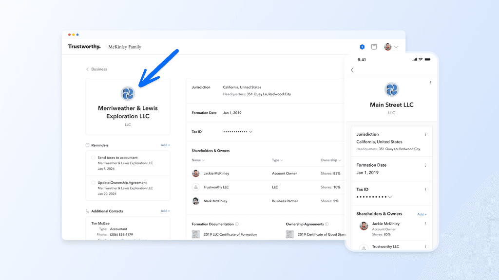 Upload logos to business, link contacts to any tile and more