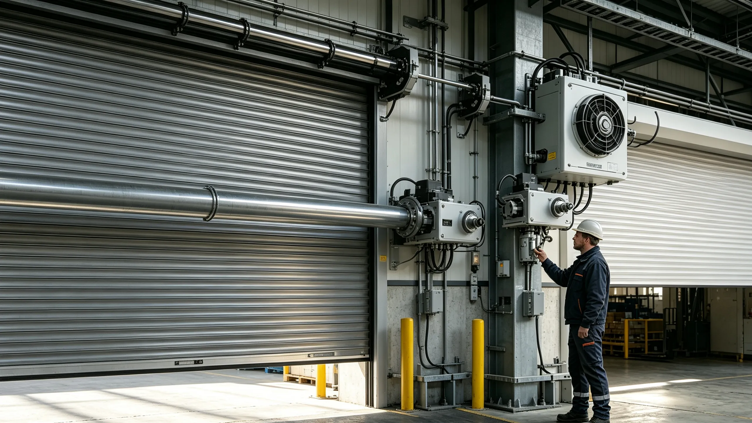 Central motor mounted externally on a roller shutter shaft