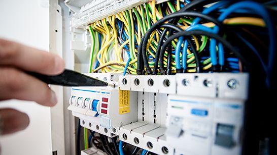 a bunch of wires are plugged into a switch box