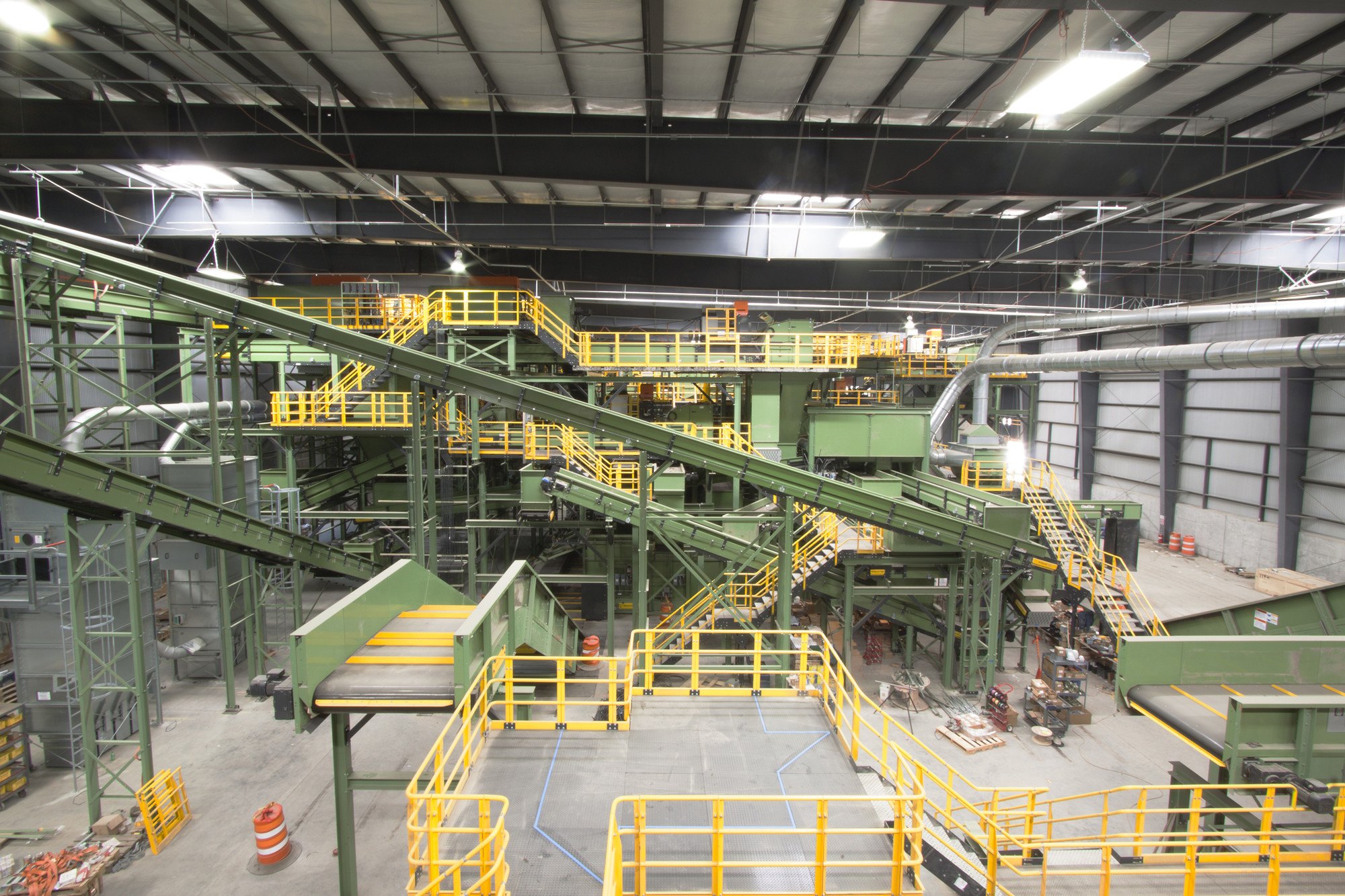 Automated sorting equipment inside the Sunset Park MRF in Brooklyn, New York