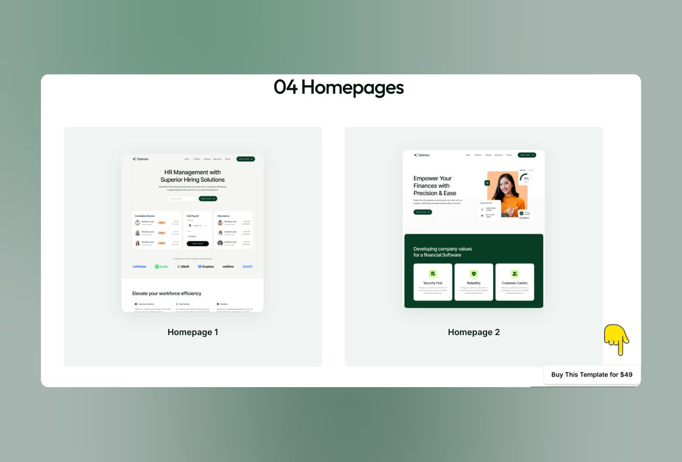 Optmize framer template  home pages