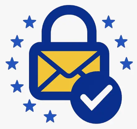 Icône symbolisant la protection des données et la conformité RGPD avec stockage sécurisé en Europe