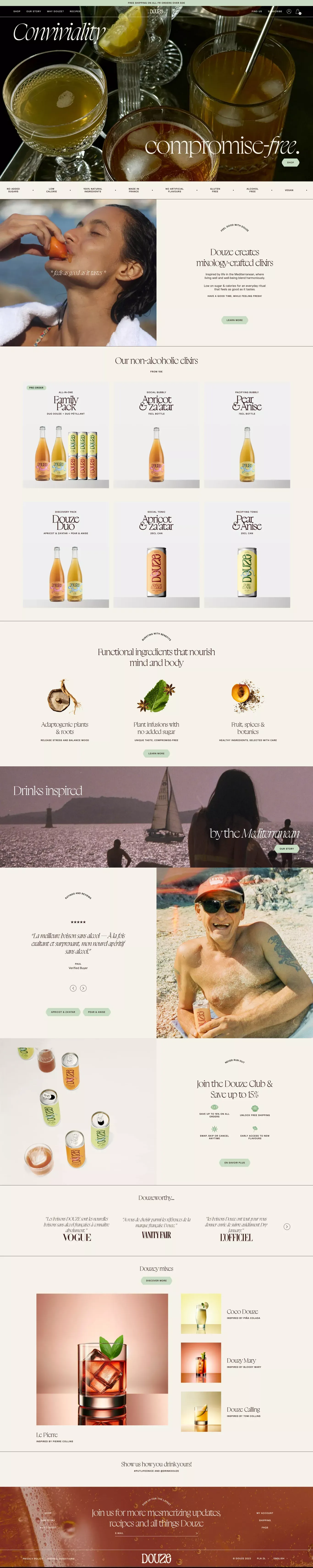 Douze ecommerce page screenshot showcasing Ecommerce and Food & Drinks design