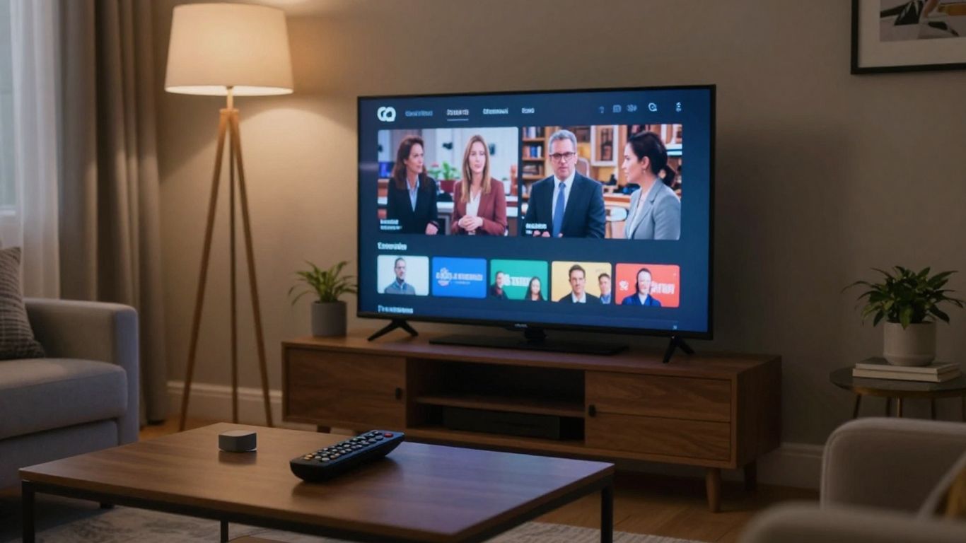 A television showing a workplace comedy
