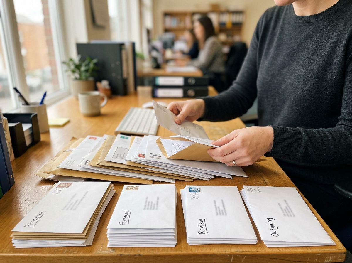 Tri et gestion du courrier professionnel d'entreprise sur un bureau