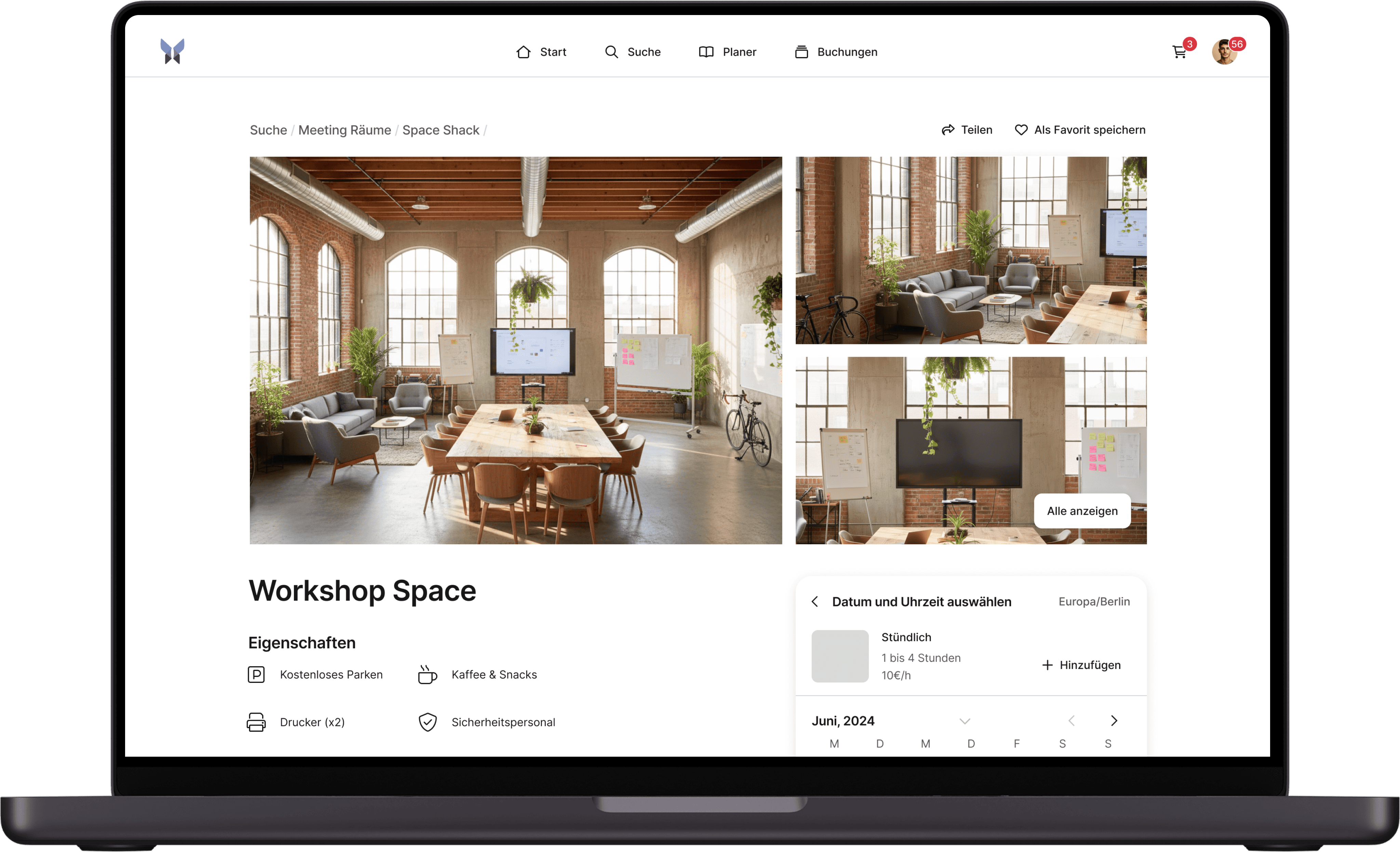 Raumbuchung über Desktop-App