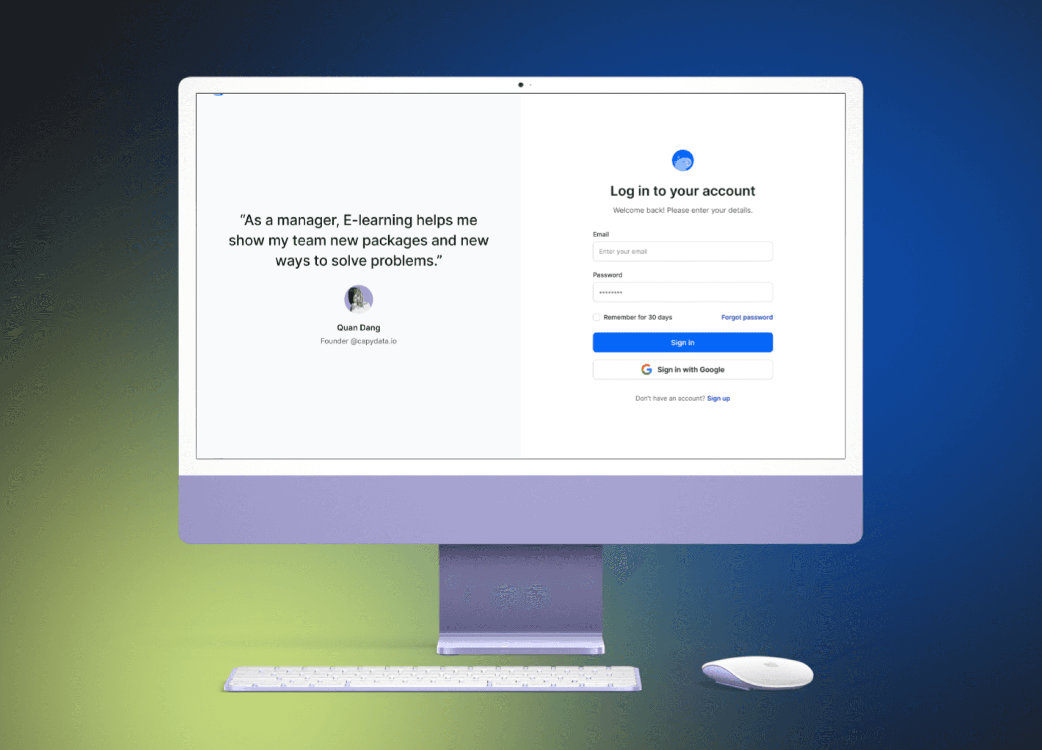 A desktop displaying e-learning platform
