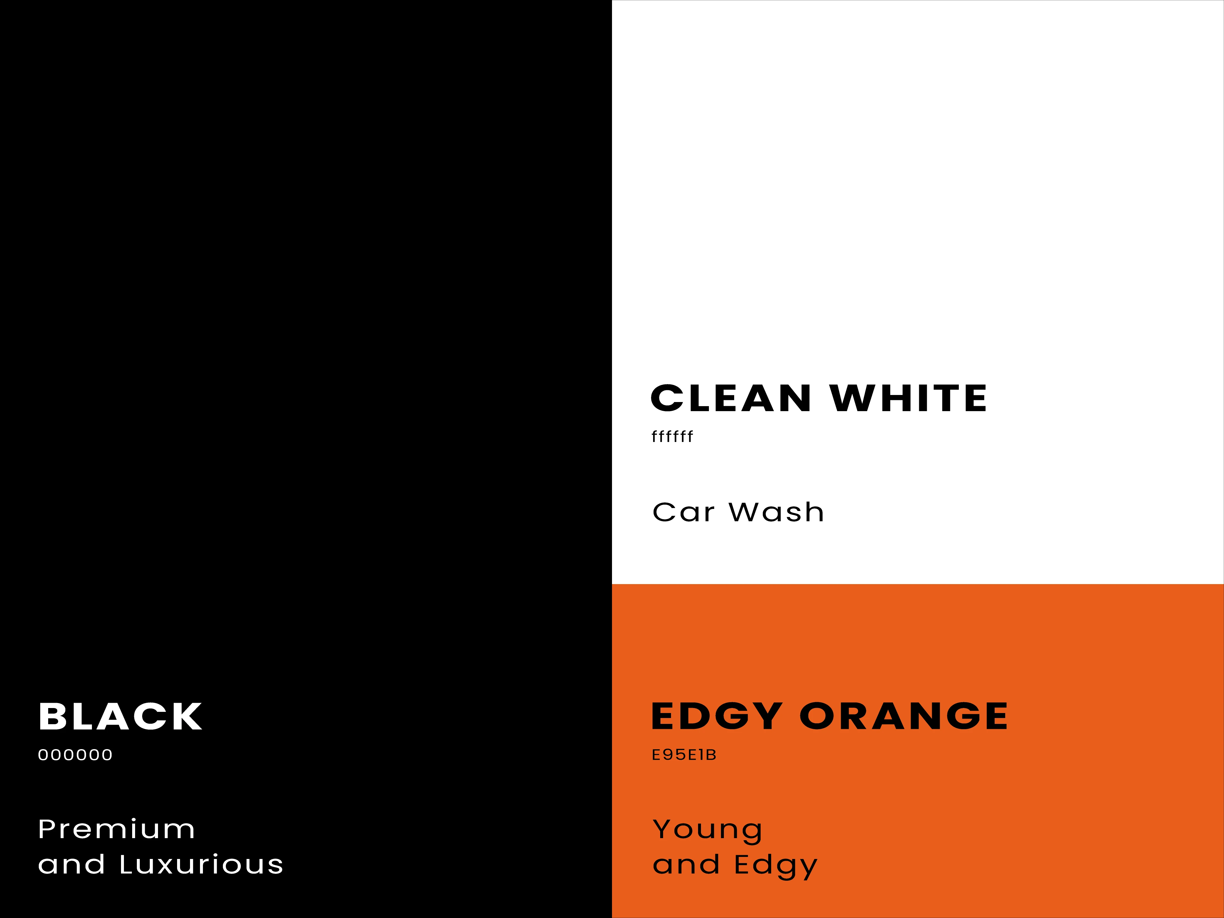 cleanege colors on a greed of three - black, white and orange