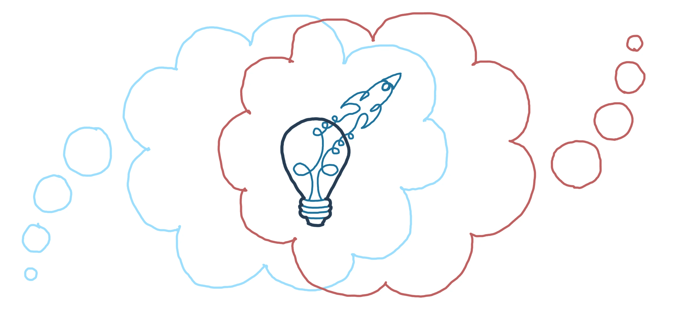 Sketch of Though Bubbles with Light Bulb