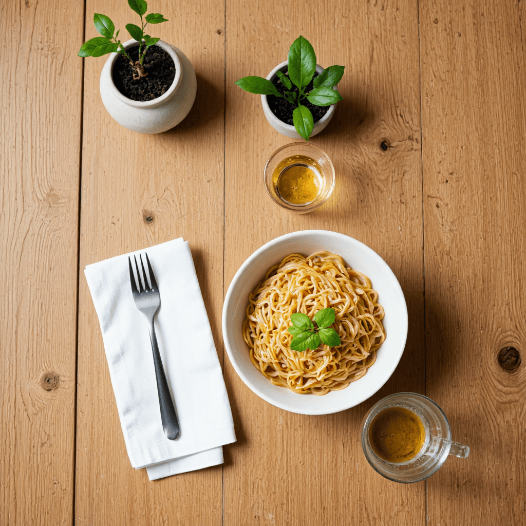 product photography of a bowl of instant noodles