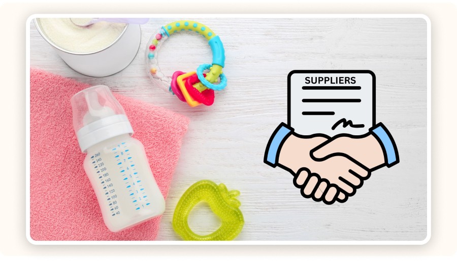 Baby products displayed table