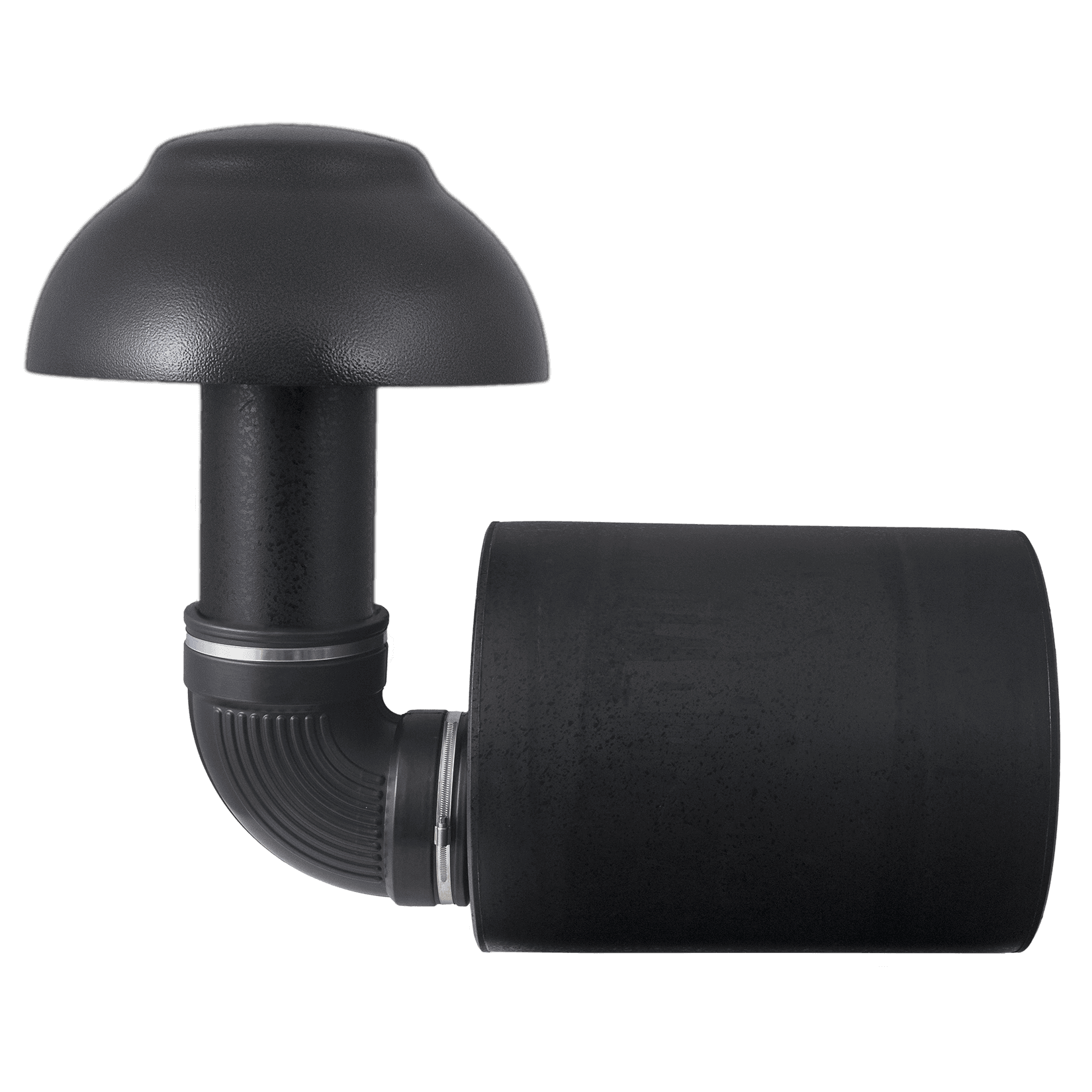Black exhaust system component with a mushroom cap