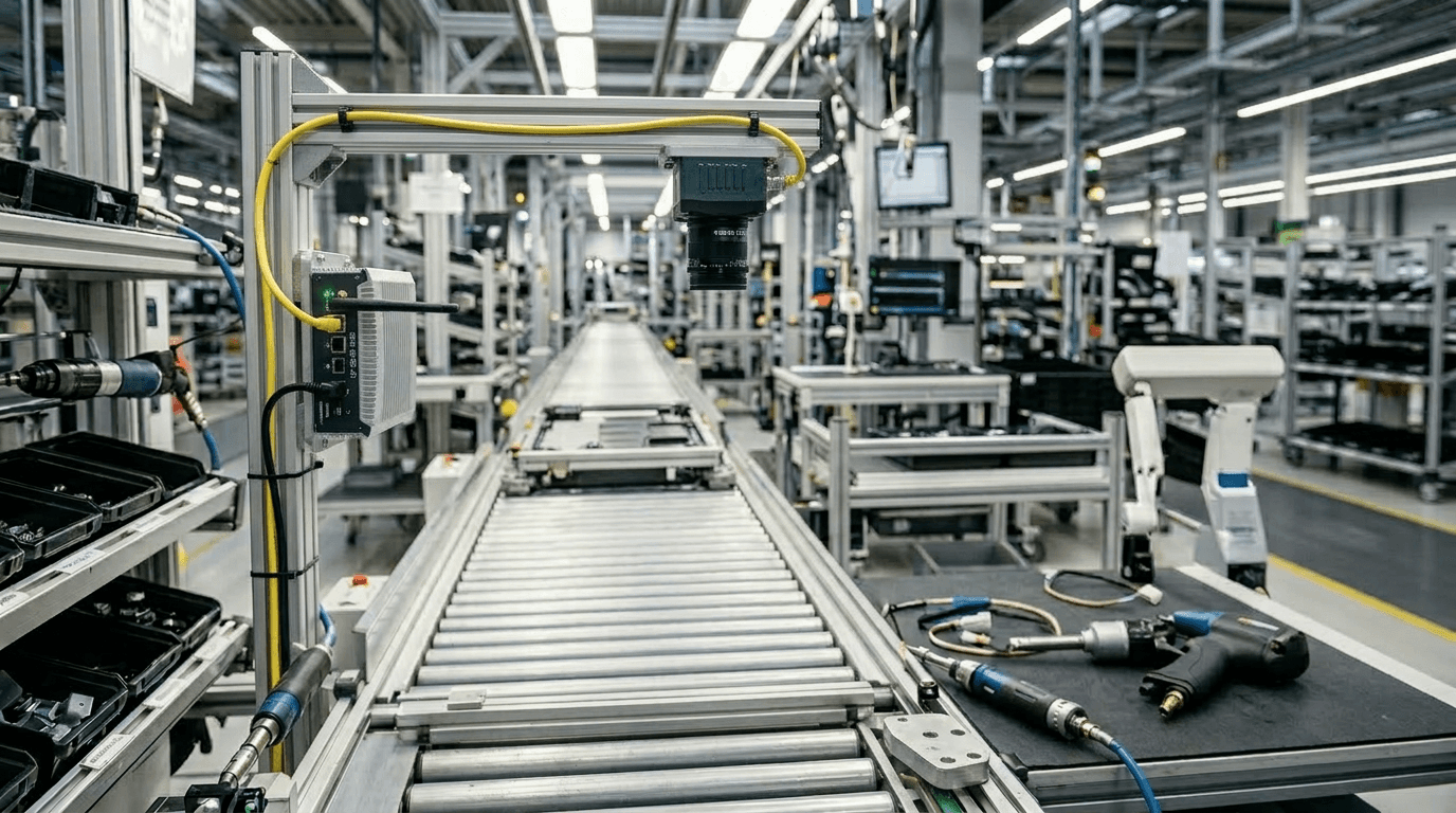 Industrial camera attached to AI edge device