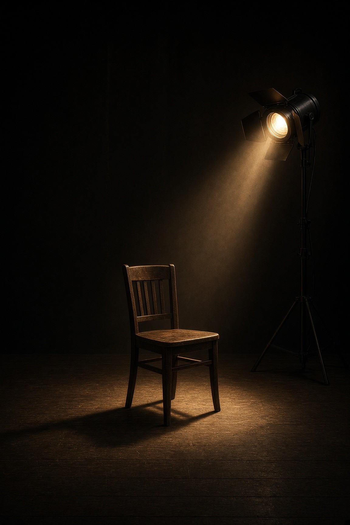A chair under a single lamp